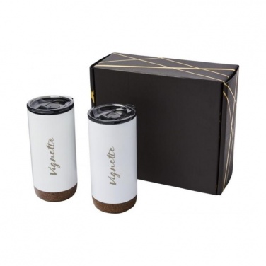 Logo trade promotional giveaways image of: Valhalla tumbler copper vacuum insulated gift set, white