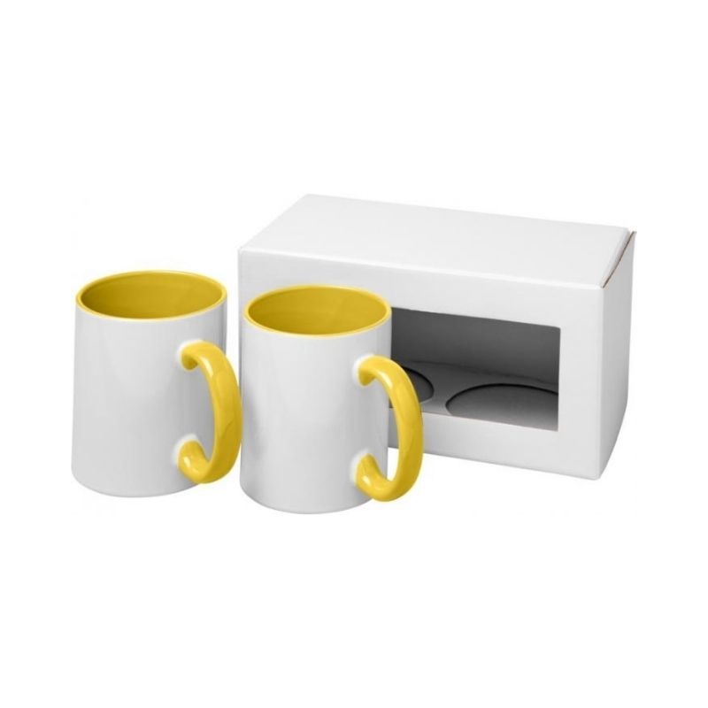 Logotrade promotional gifts photo of: Ceramic sublimation mug 2-pieces gift set, yellow