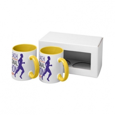 Logo trade promotional items picture of: Ceramic sublimation mug 2-pieces gift set, yellow