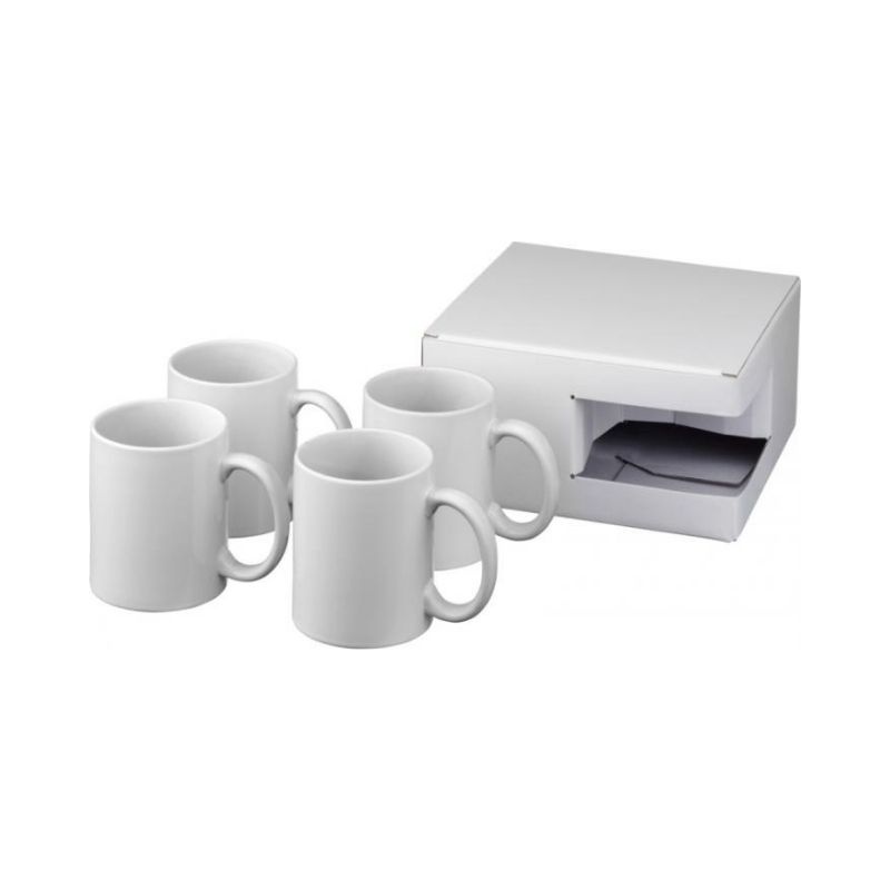 Logo trade advertising products image of: Ceramic sublimation mug 4-pieces gift set, white