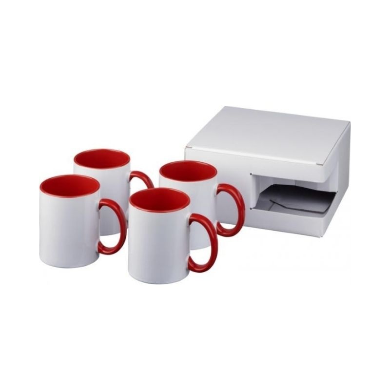 Logotrade promotional item image of: Ceramic sublimation mug 4-pieces gift set, red