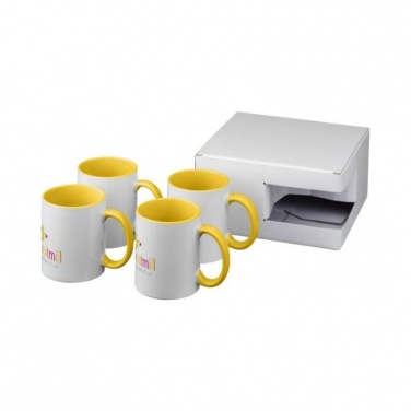 Logo trade advertising products picture of: Ceramic sublimation mug 4-pieces gift set, yellow