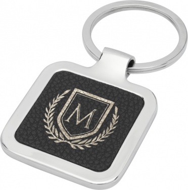 Logotrade promotional product picture of: Piero laserable PU leather squared keychain, black