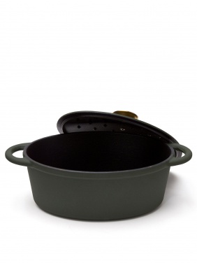 Logo trade promotional merchandise photo of: Monte cast iron pot, oval, 3,5L, green