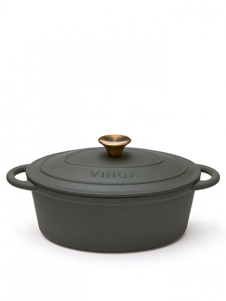 Logo trade promotional merchandise photo of: Monte cast iron pot, oval, 3,5L, green