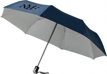 Logotrade promotional gift picture of: 21.5" Alex 3-Section auto open and close umbrella, dark blue - silver