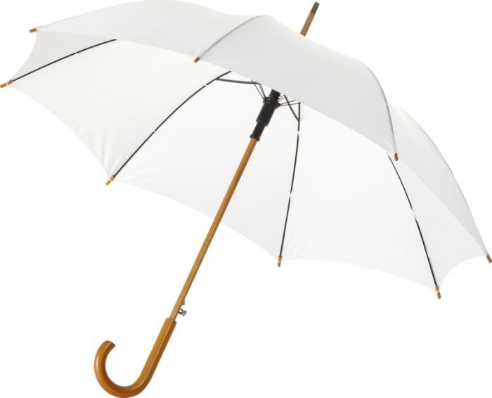 Logotrade promotional merchandise photo of: Kyle 23" auto open umbrella wooden shaft and handle, white