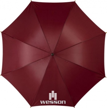 Logo trade promotional giveaway photo of: Kyle 23" auto open umbrella wooden shaft and handle, red