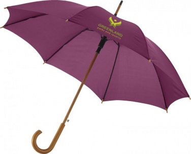 Logo trade promotional giveaways image of: Kyle 23" auto open umbrella wooden shaft and handle, burgundy