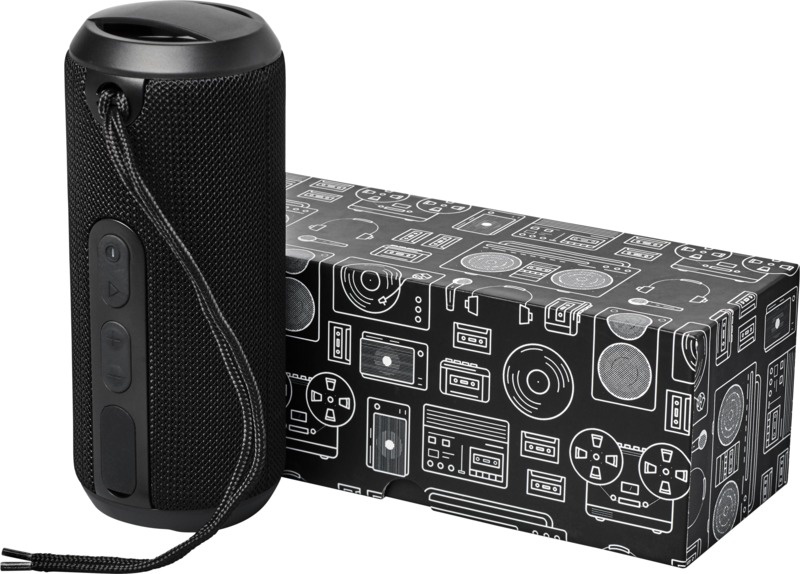 Logo trade promotional merchandise image of: Rugged fabric waterproof Bluetooth® speaker, black