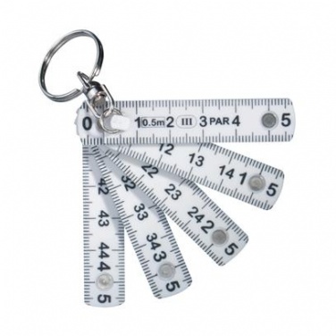 Logotrade promotional merchandise picture of: Folding mini measuring tape - keychain 0.5 M, white