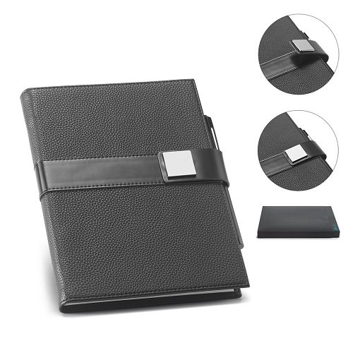 Logo trade promotional giveaways picture of: A5 EMPIRE Notebook. Notepad, Black/White