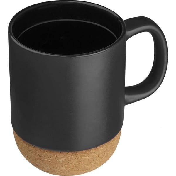 Logo trade promotional giveaways picture of: Ceramic Mug 350 ml with Cork Ground, black