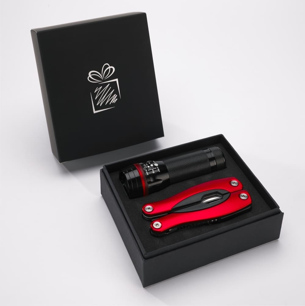 Logo trade promotional products picture of: Gift set Colorado II - torch & large multitool, red