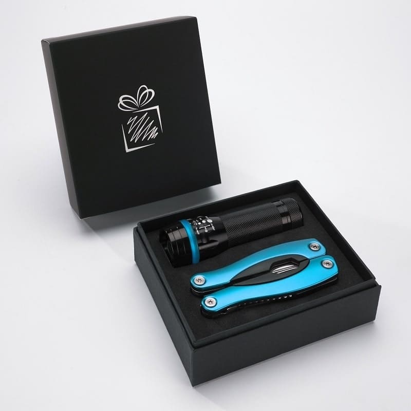 Logotrade promotional gifts photo of: Gift set Colorado II - torch & large multitool, turquoise