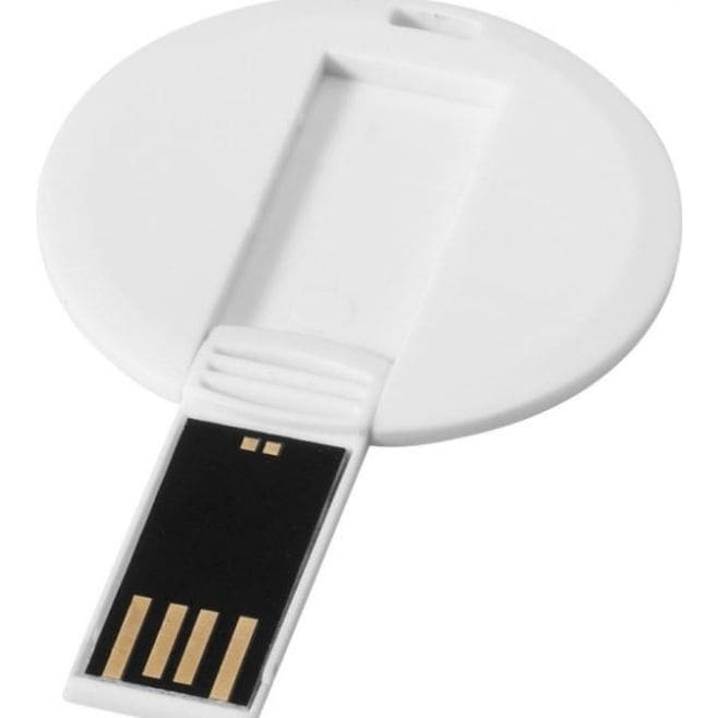 Logotrade promotional giveaway image of: Round credit card USB stick, white