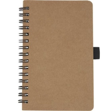 Logo trade advertising products image of: Cobble A6 wire-o recycled cardboard notebook, beige