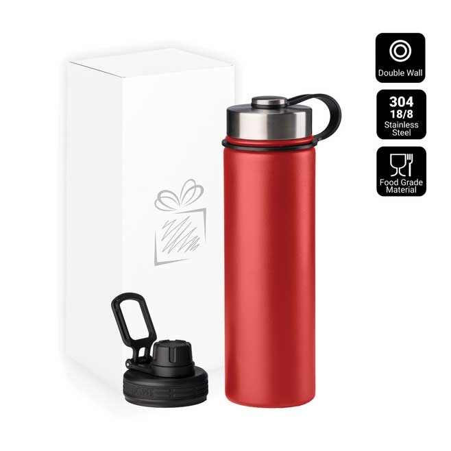 Logo trade promotional merchandise picture of: Nordic Thermal Mug, 650 ml, with 2 lids, red