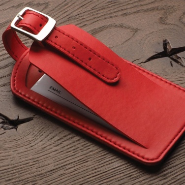 Logotrade advertising product image of: Vegan leather gift set, luggage tag and key chain, red