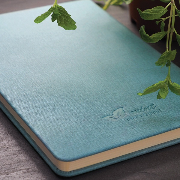 Logo trade promotional items image of: Vanilla-scented A5 notebook, green