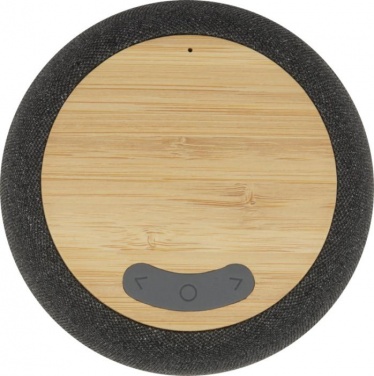 Logo trade advertising products image of: Ecofiber bamboo Bluetooth® speaker and wireless charging pad, grey