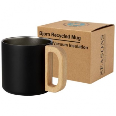 Logo trade promotional merchandise photo of: Bjorn 360 ml RCS certified recycled stainless steel mug, black