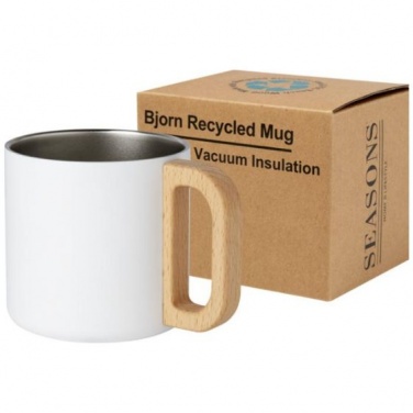 Logo trade promotional product photo of: Bjorn 360 ml RCS certified recycled stainless steel mug, white