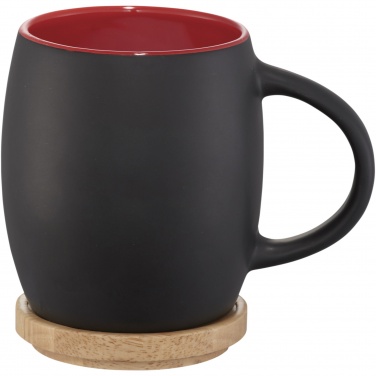 Logo trade business gift photo of: Hearth 400 ml ceramic mug with wooden coaster