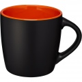 Riviera 340 ml ceramic mug, Solid black / Orange