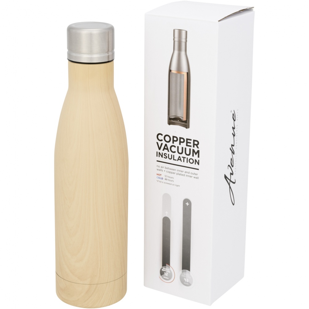 Logo trade advertising product photo of: Vasa 500 ml wood-look copper vacuum insulated bottle