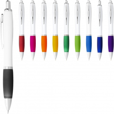 Logo trade promotional giveaways picture of: Nash ballpoint pen with white barrel and coloured grip