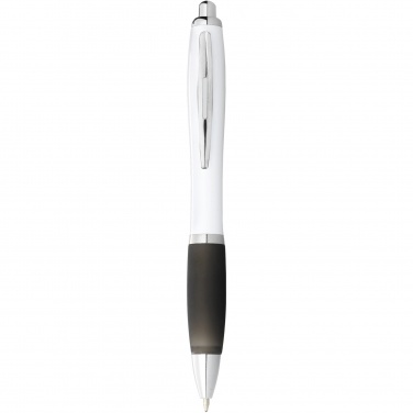 Logo trade promotional gifts picture of: Nash ballpoint pen with white barrel and coloured grip