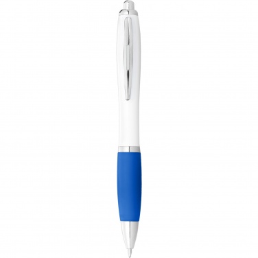 Logo trade advertising products picture of: Nash ballpoint pen with white barrel and coloured grip