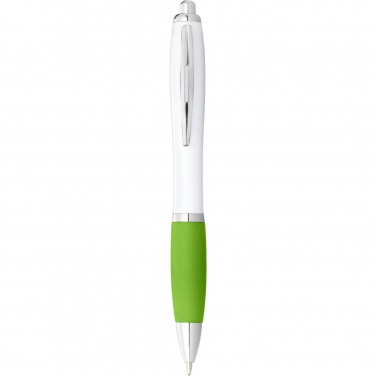 Logo trade advertising product photo of: Nash ballpoint pen with white barrel and coloured grip