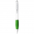 Nash ballpoint pen white barrel and coloured grip, White / Lime