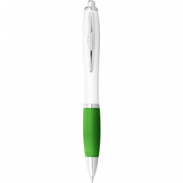 Logo trade promotional items image of: Nash ballpoint pen white barrel and coloured grip