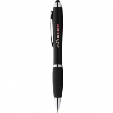 Logo trade promotional products image of: Nash coloured stylus ballpoint pen with black grip