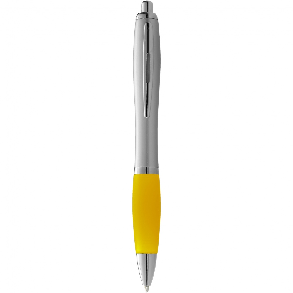 Logo trade advertising products image of: Nash ballpoint pen silver barrel and coloured grip