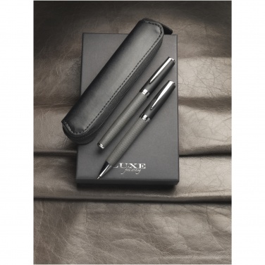 Logo trade advertising products image of: Carbon duo pen gift set with pouch