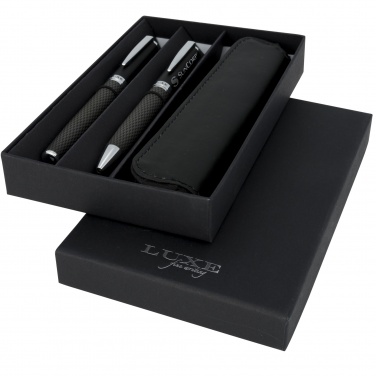 Logotrade promotional giveaway image of: Carbon duo pen gift set with pouch