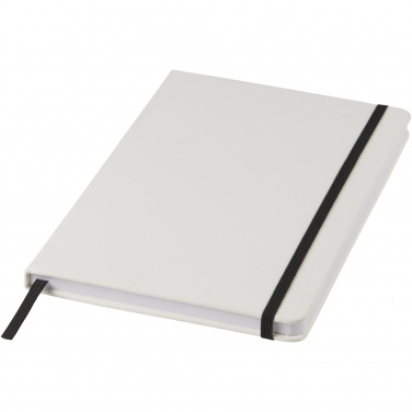 Logotrade promotional item image of: Spectrum A5 white notebook with coloured strap