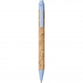 Midar cork and wheat straw ballpoint pen, Natural / Light blue