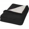 Springwood soft fleece and sherpa plaid blanket, Solid black / Off white