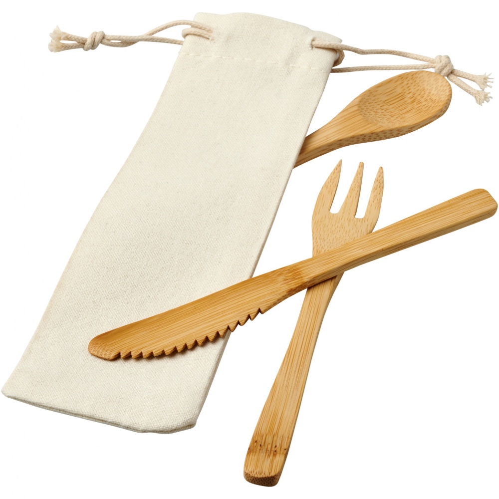 Logo trade business gifts image of: Celuk bamboo cutlery set