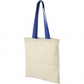 Nevada 100 g/m² cotton tote bag coloured handles 7L, Natural / Royal blue