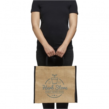 Logo trade promotional giveaway photo of: Harry coloured edge jute tote bag 25L