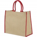 Harry coloured edge jute tote bag 25L, Natural / Red