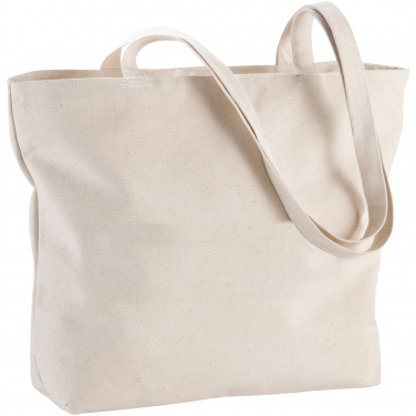 Logo trade promotional gifts image of: Ningbo 320 g/m² zippered cotton tote bag 15L