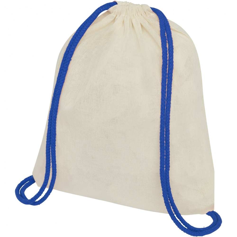 Logo trade promotional items picture of: Oregon 100 g/m² cotton drawstring bag with coloured cords 5L