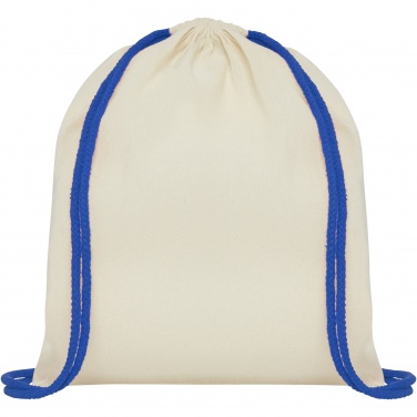 Logotrade corporate gift picture of: Oregon 100 g/m² cotton drawstring bag with coloured cords 5L